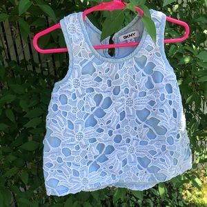 Girl’s 3T DKNY tank blue with white lace style overlay